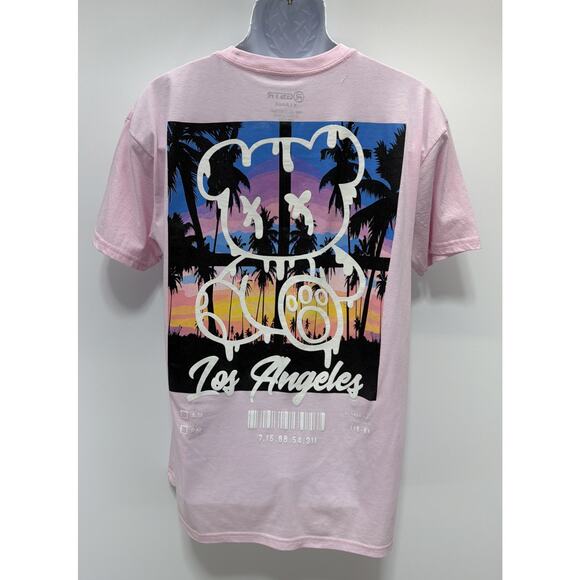MEN'S GSTR Shirt Pink Drip Bear Los Angles Street wear T Shirt XL - Picture 1 of 5